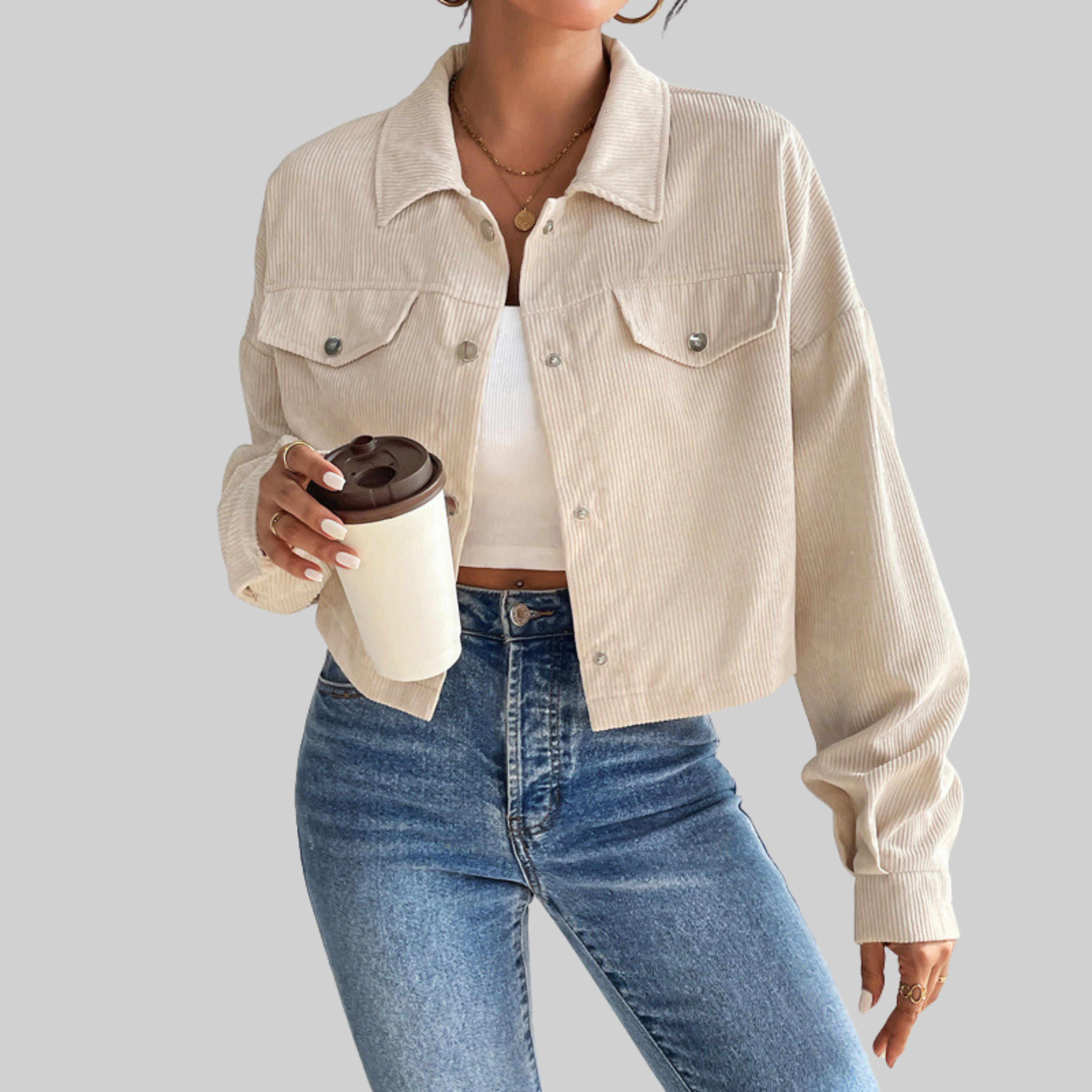 ESTRELLA™ Classic Collared Button-Front Jacket - Effortless Everyday Style