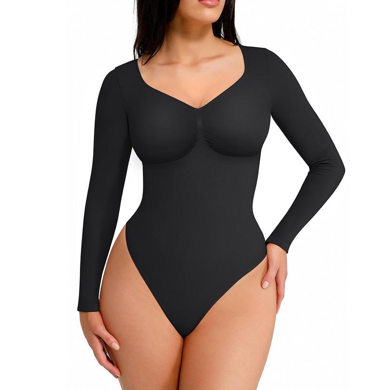 SONYA™ Seamless Shaping Long-Sleeve Thong Bodysuit for All-Day Comfort