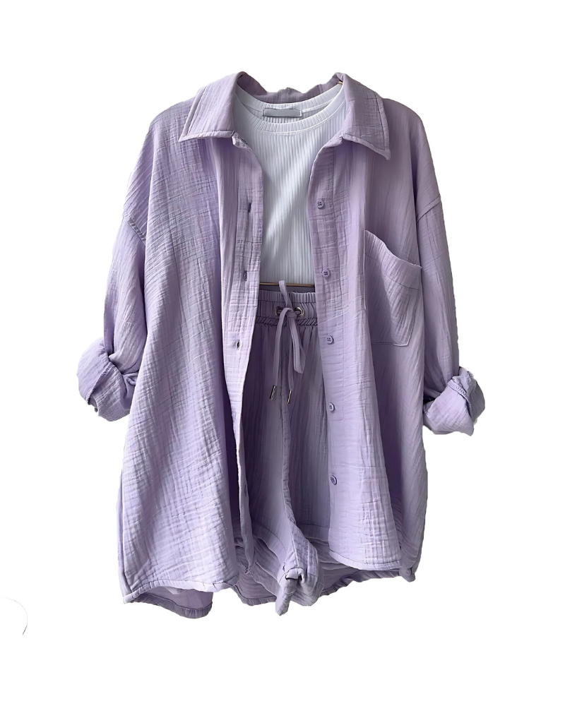 VERA™ Modern Button-Up Shirt & Shorts Set