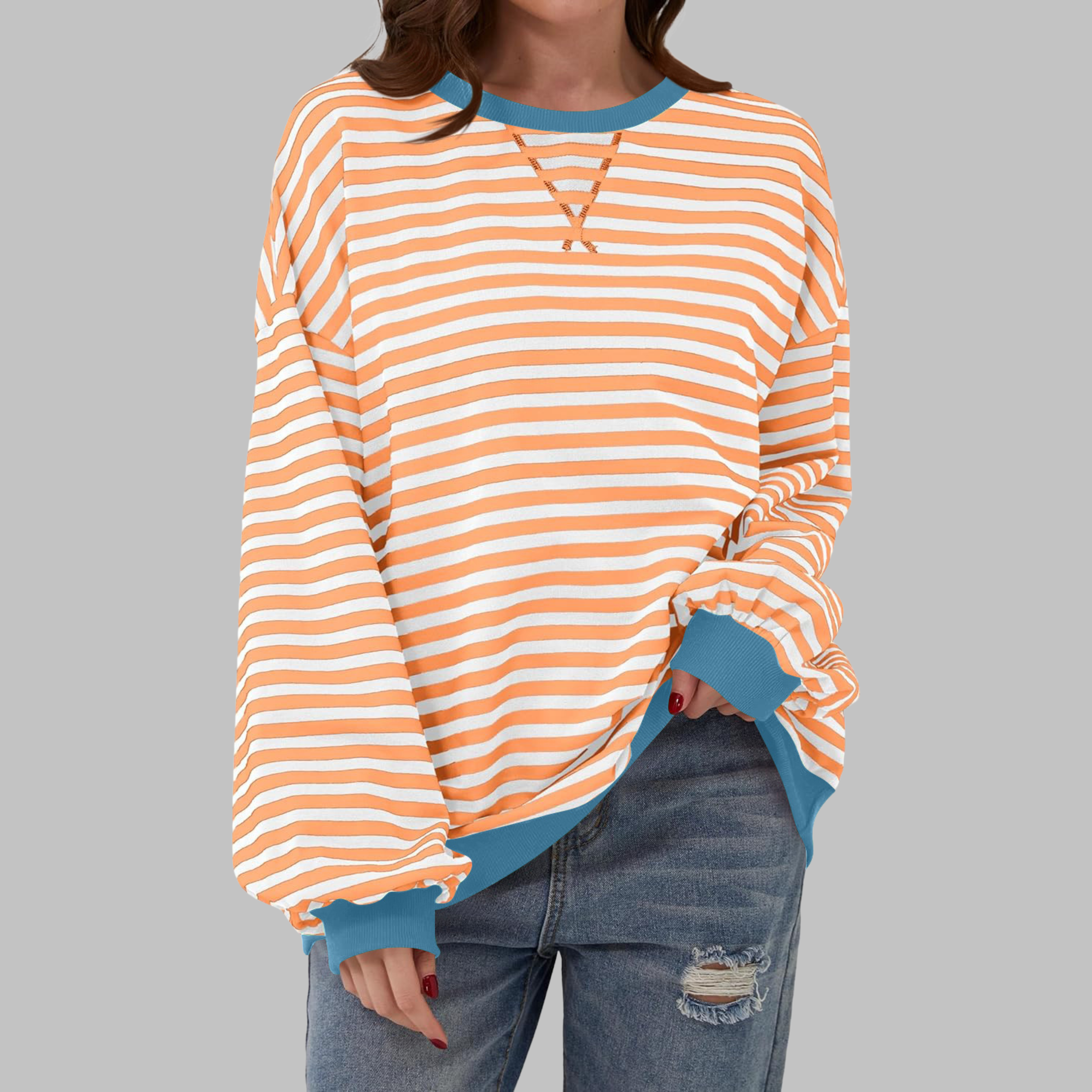 LUKA™ Casual Long-Sleeve Round-Neck Striped Sweatshirt – Everyday Comfort and Style
