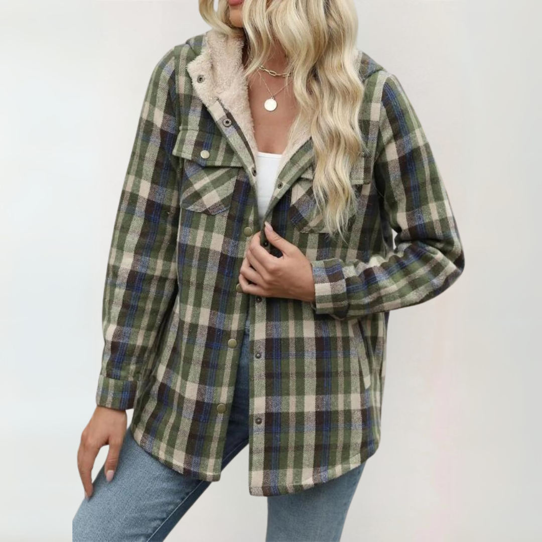 PERESA™ Casual Hooded Coat with Button-Front, Long-Sleeve