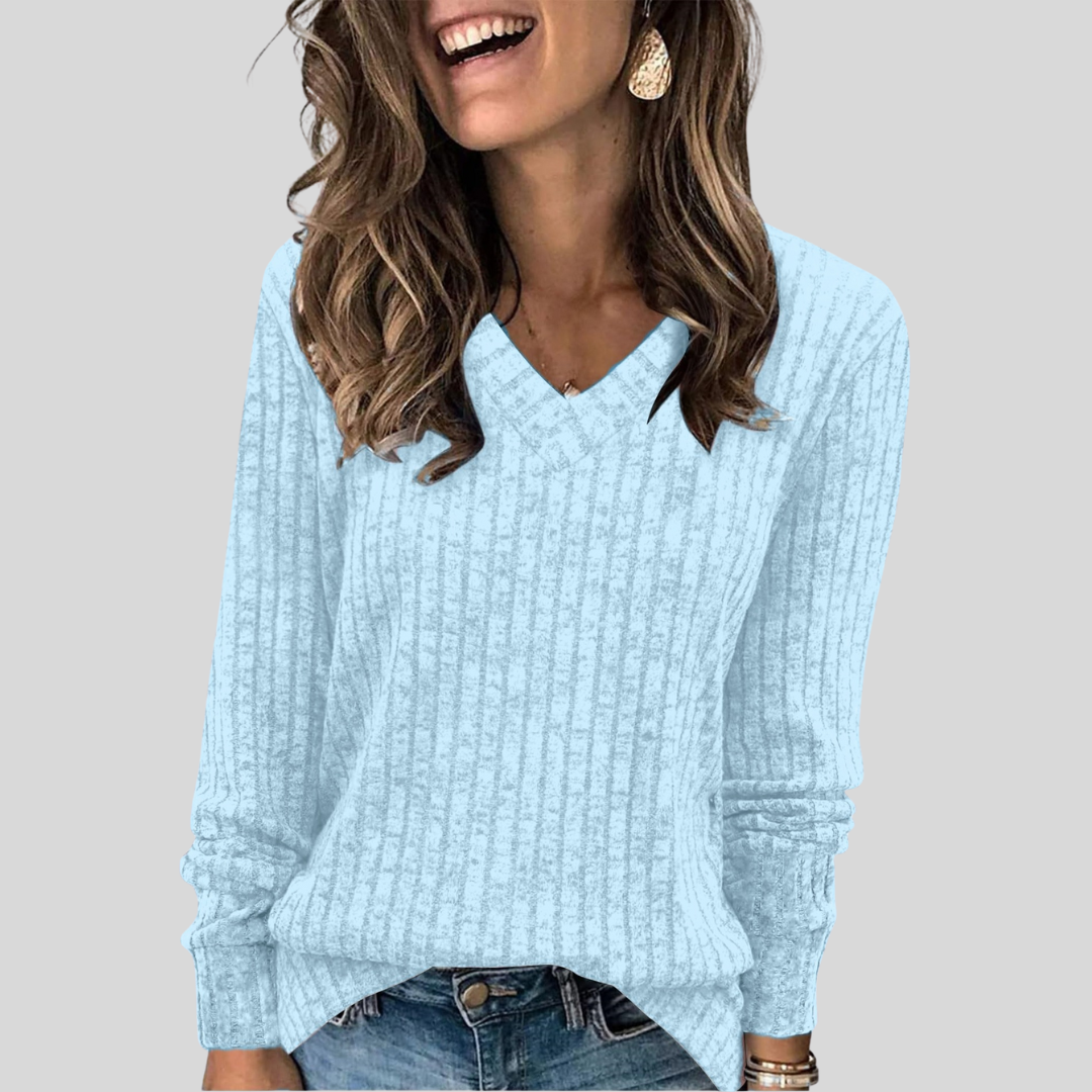 DERI™ Cozy V-Neck Long-Sleeve Top