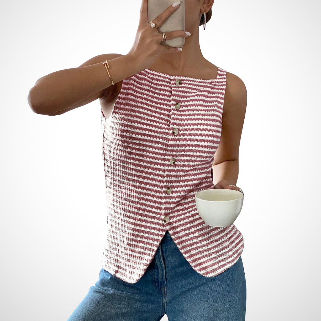 QUANDA™ Chic Button-Front Sleeveless Tank Top