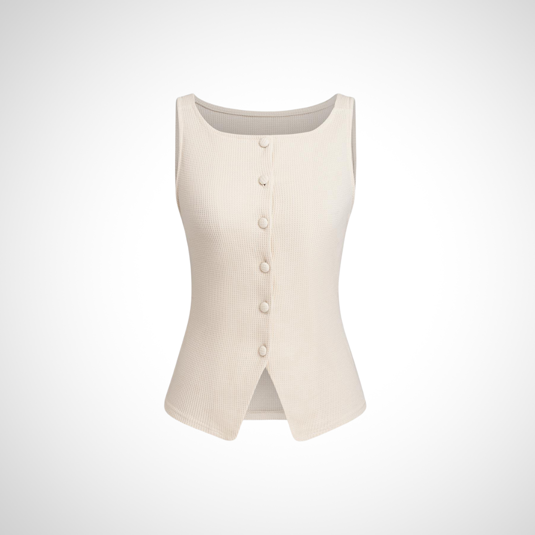 QUANDA™ Chic Button-Front Sleeveless Tank Top