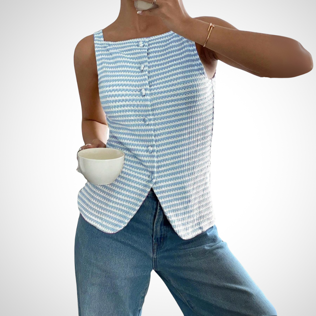 QUANDA™ Chic Button-Front Sleeveless Tank Top