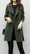 CELINA™ Long Trench Coat – Timeless Elegance in a Classic Silhouette