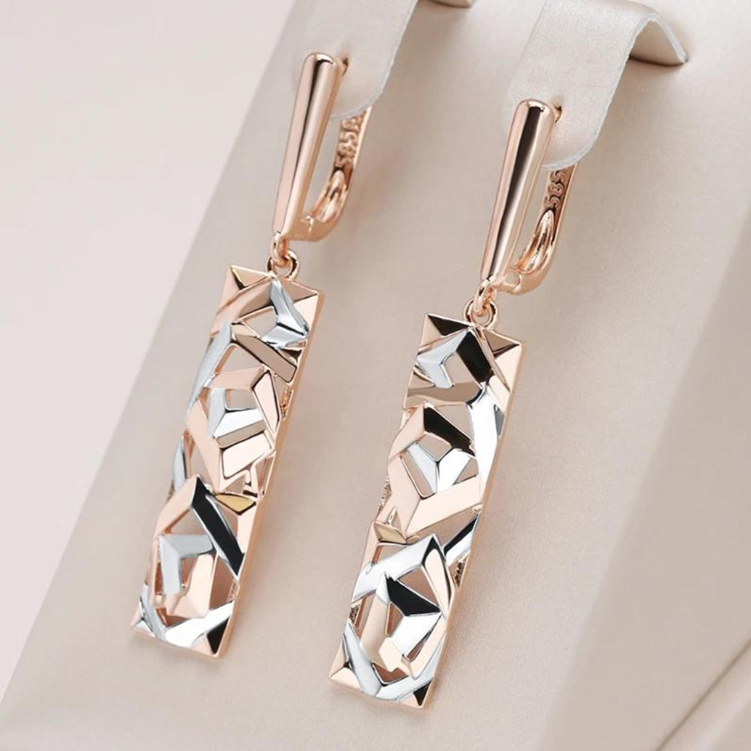 MYRA™ Sophisticated Rectangular Gold & Silver Earrings