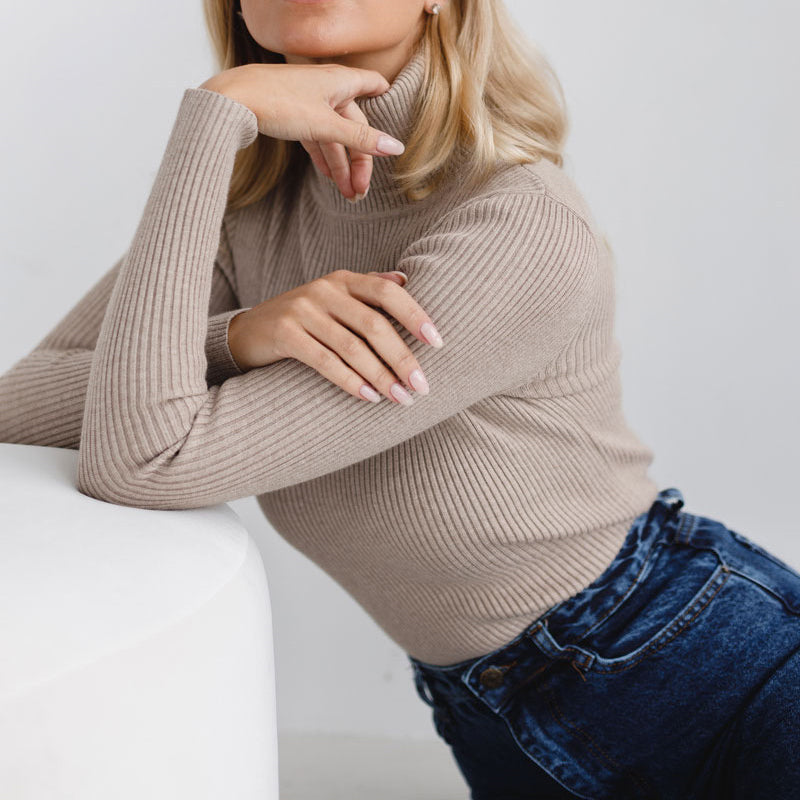 MAEVA™ Ribbed Turtleneck Knit Sweater