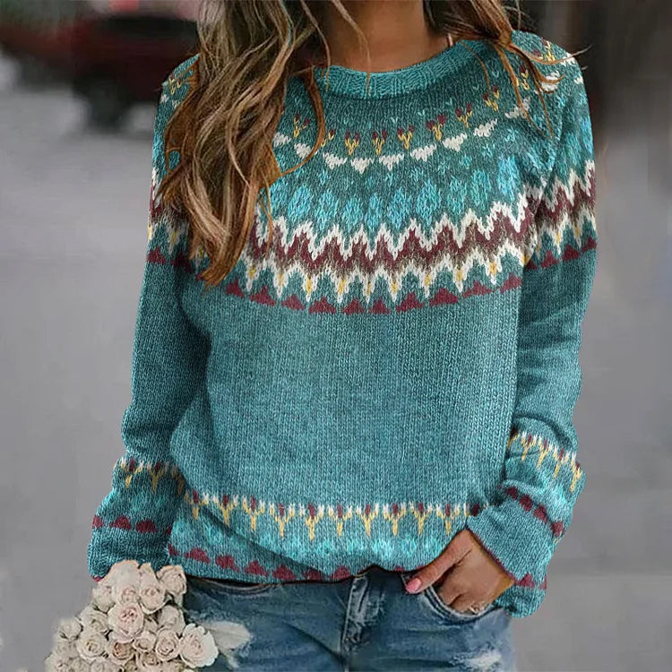 FINLEY™ Boho Wave Knit Sweater – Cozy, Chic Bohemian Knitwear