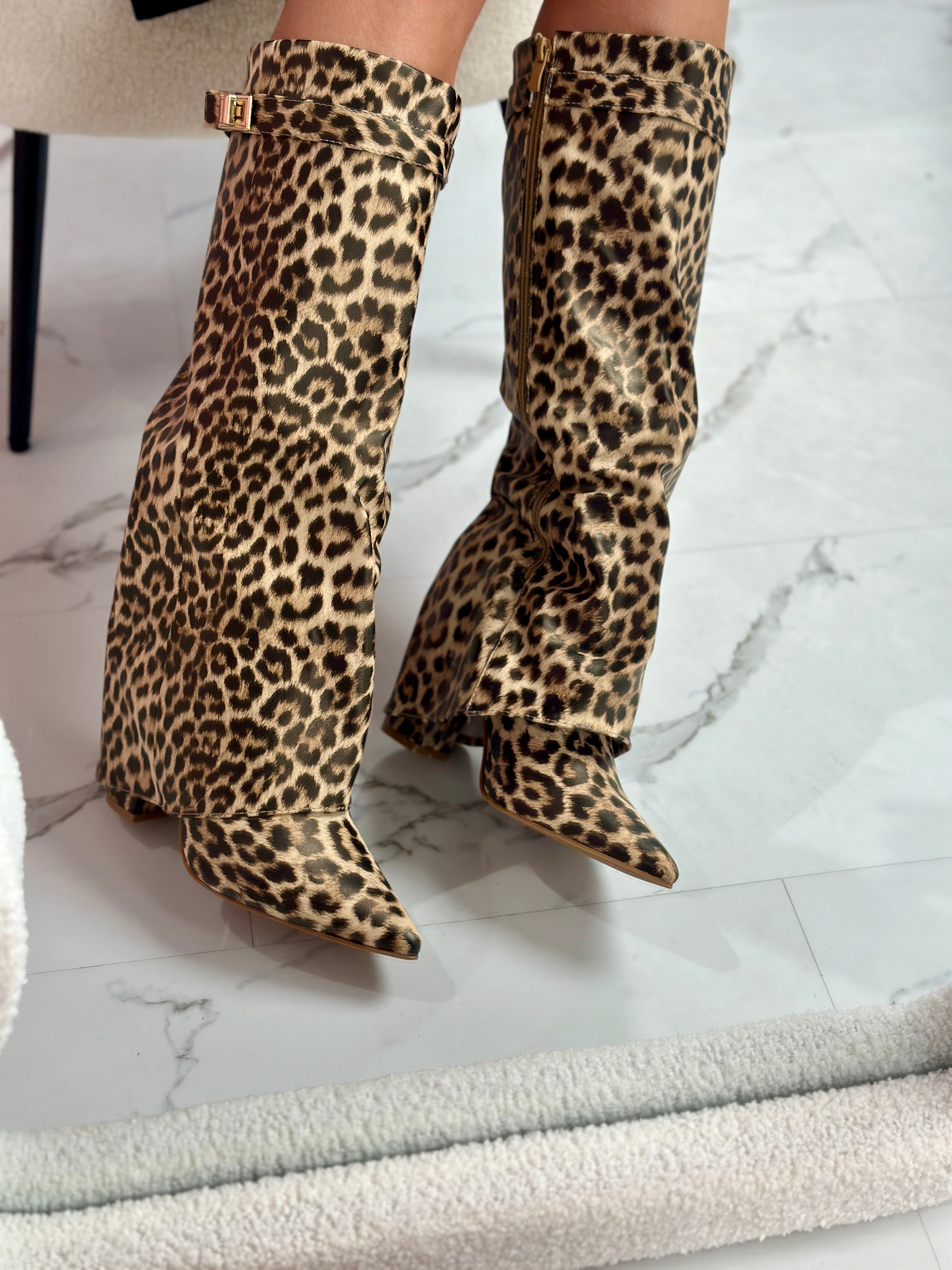 FELINA™ Leopard Print Leather Boots