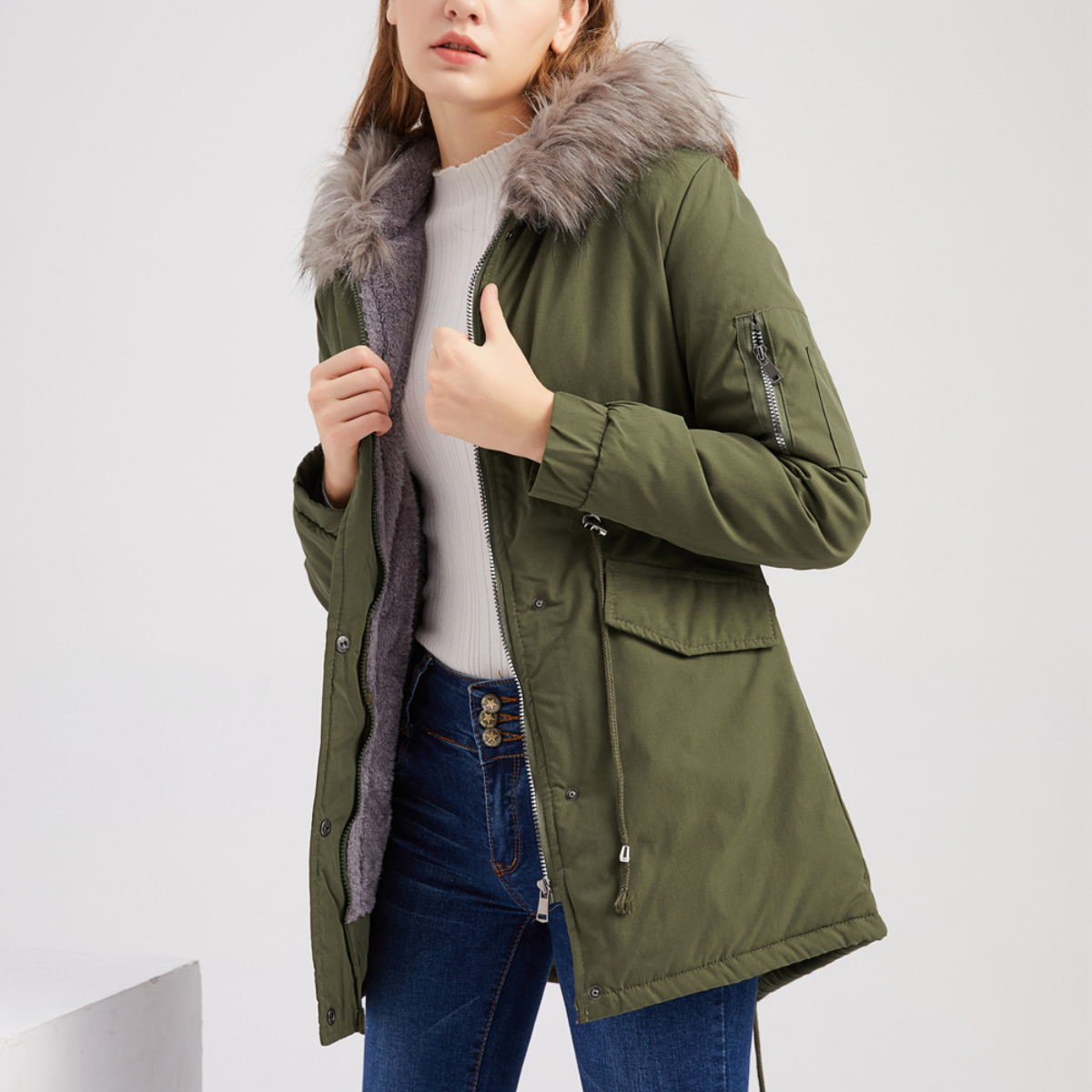 MARINA™ Velvet-Trimmed Parka - Cozy Warmth & Luxe Comfort