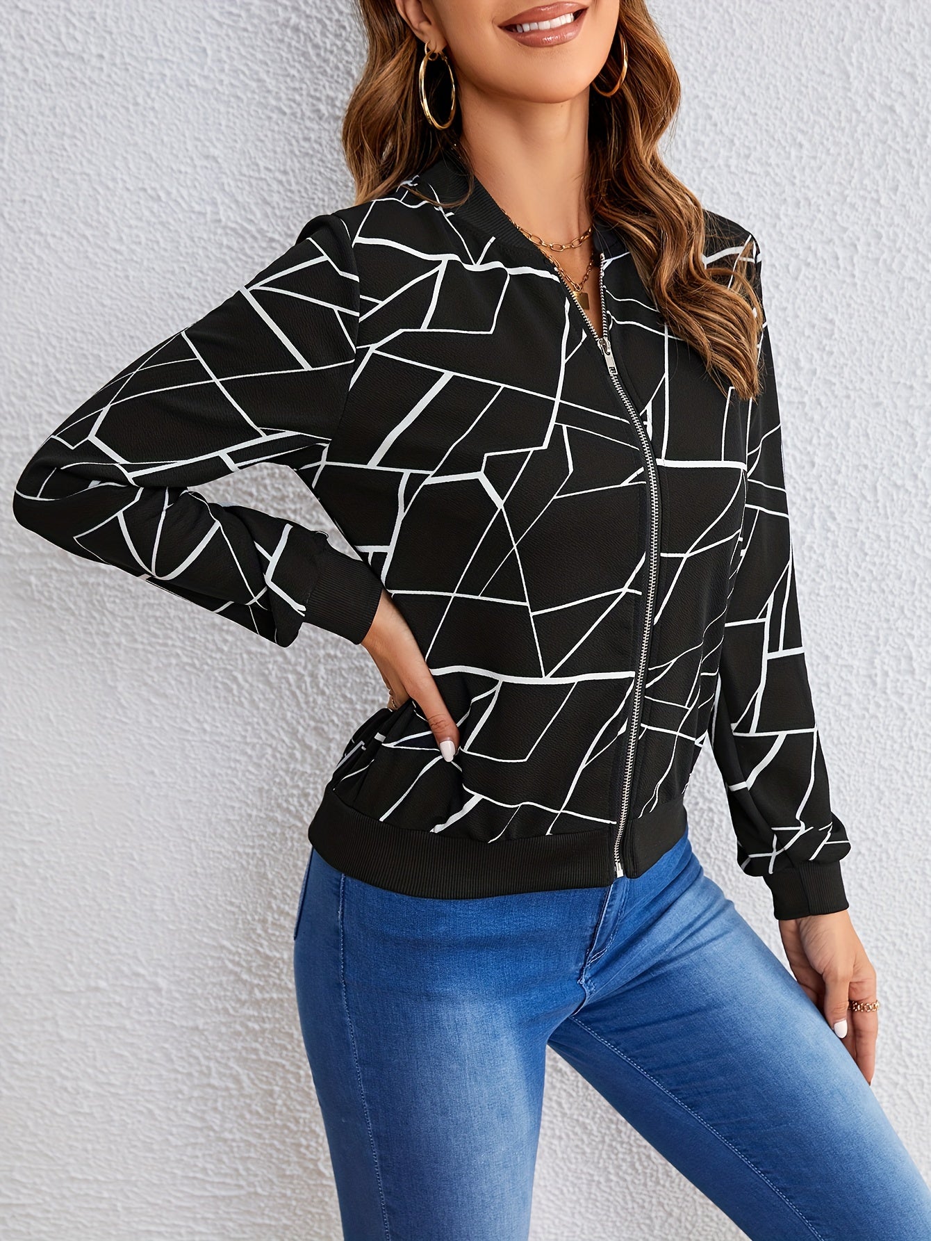 MILA™ Artful Pattern Zip-Up Jacket