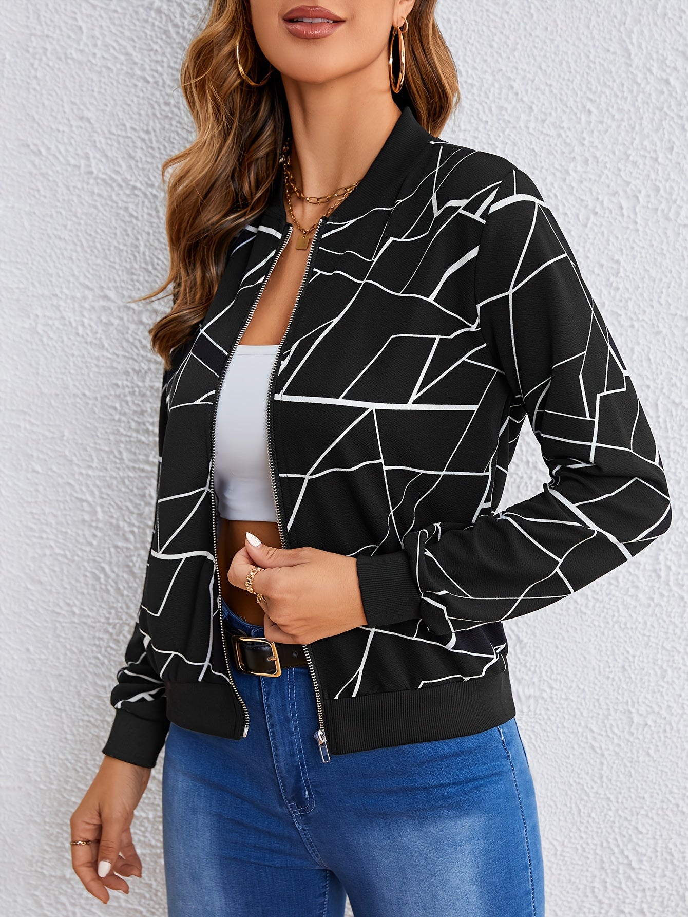 MILA™ Artful Pattern Zip-Up Jacket