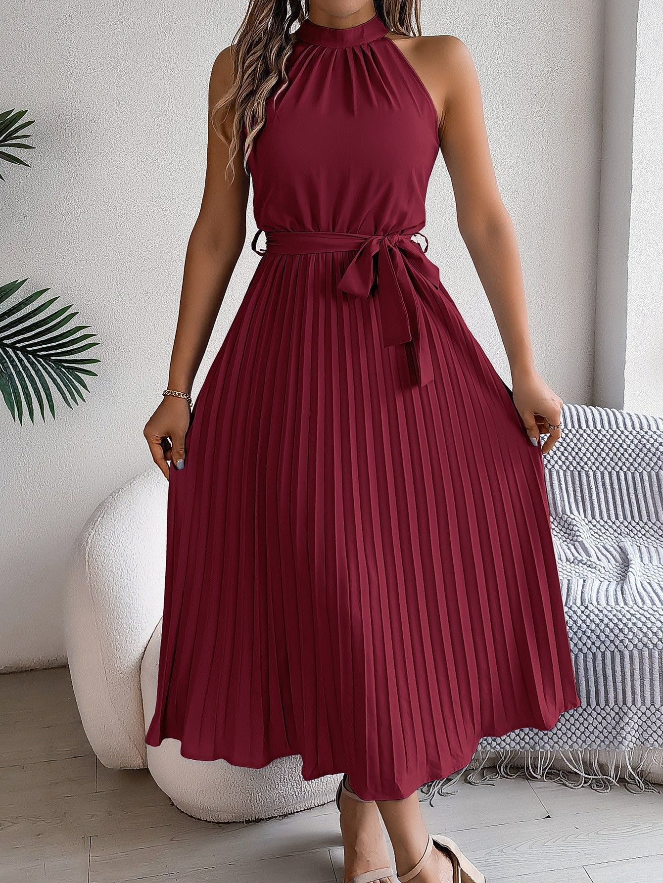 CEDRINE™ Elegant Pleated Midi Dress