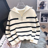TIANA™ Elegant Striped Long-Sleeve Collared Top