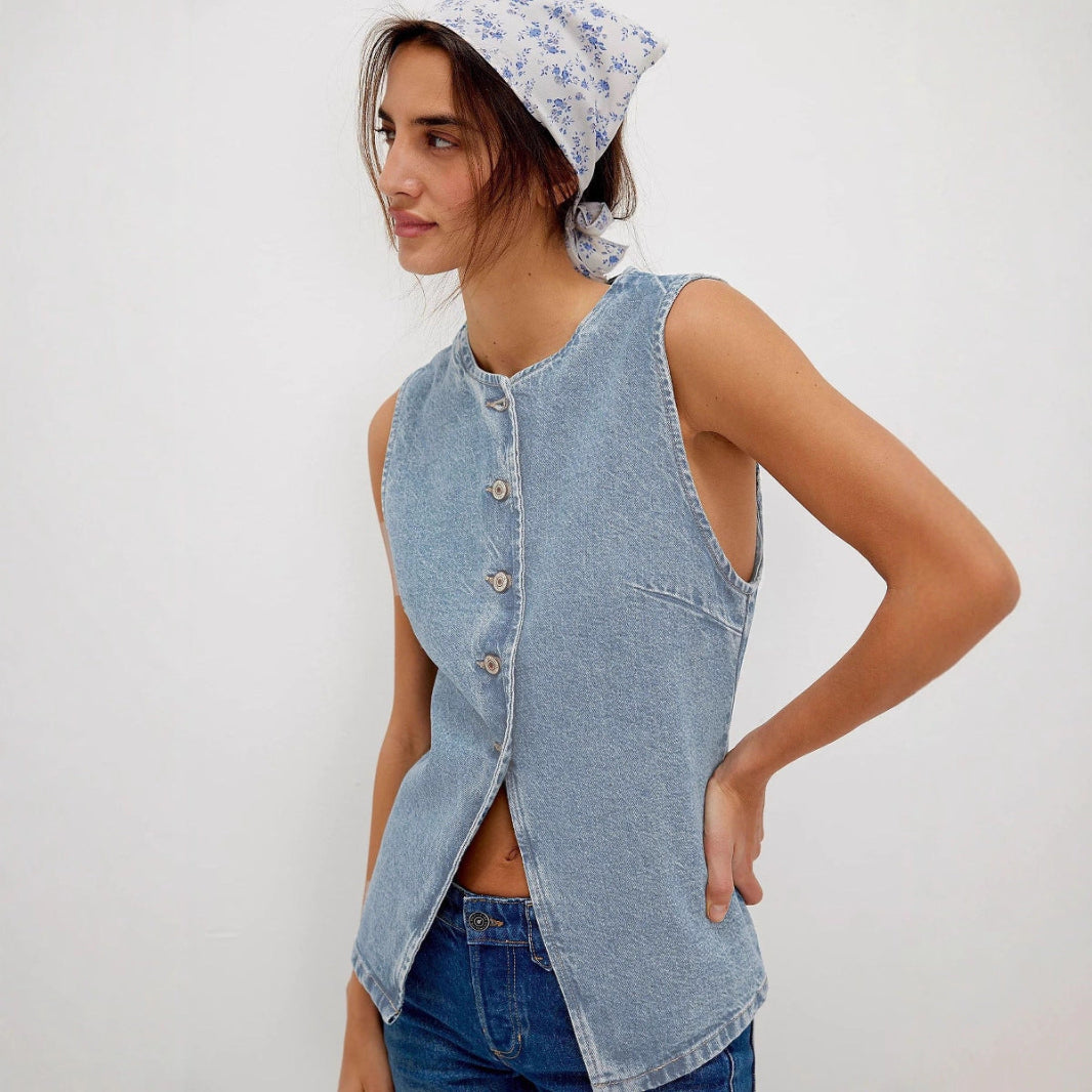 QERIDAD™ Ultra-Soft Button-Down Sleeveless Vest — All-Day Comfort
