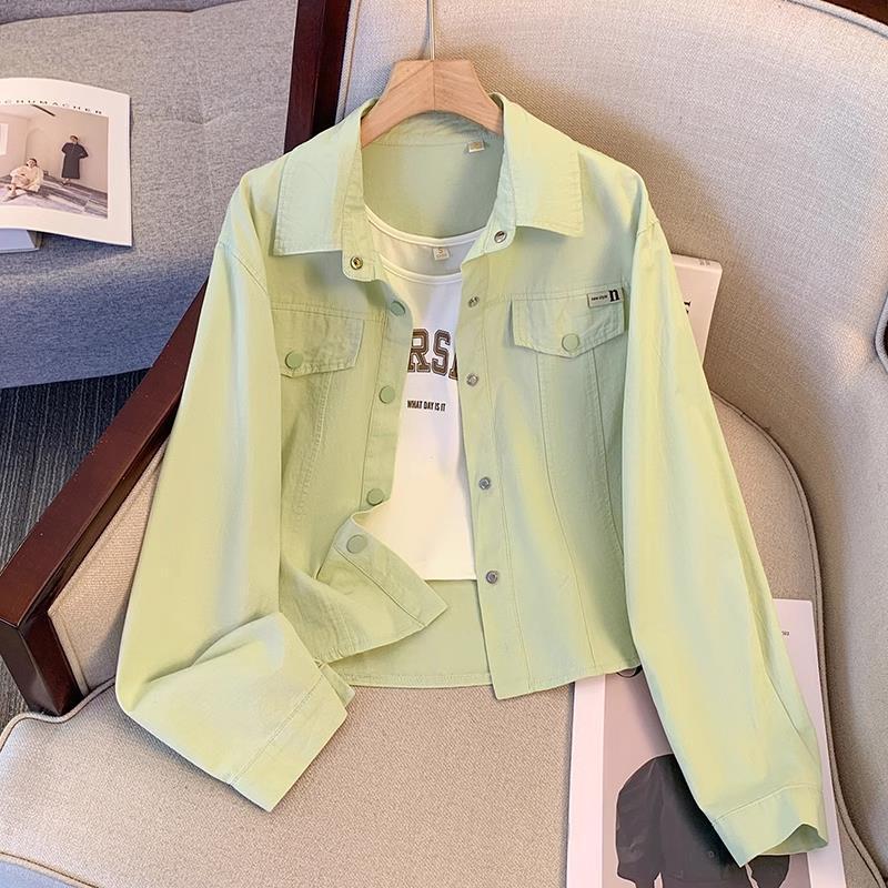 LUCRET™ Casual Long-Sleeve Collared Crop Jacket – Effortless Everyday Style