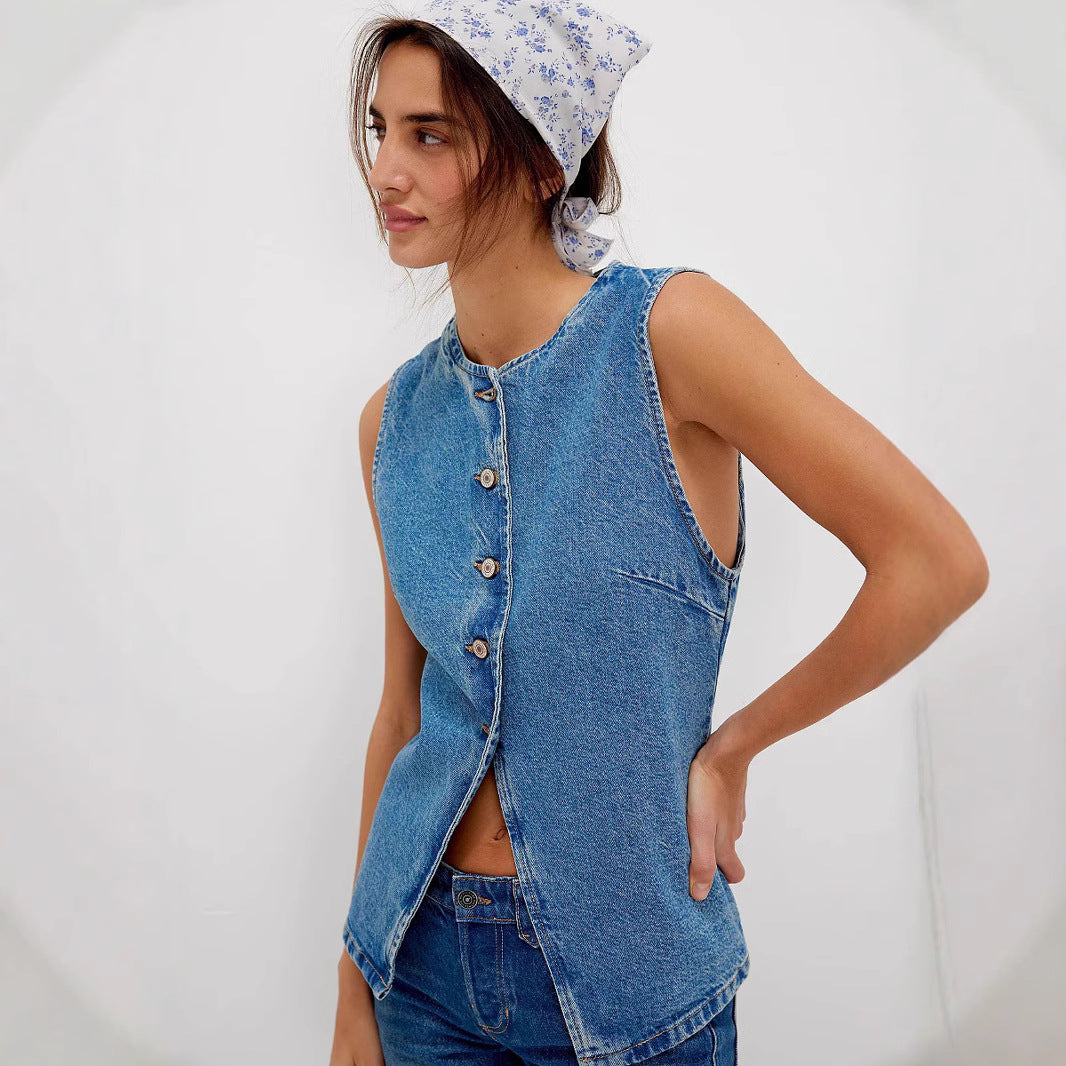 QERIDAD™ Ultra-Soft Button-Down Sleeveless Vest — All-Day Comfort