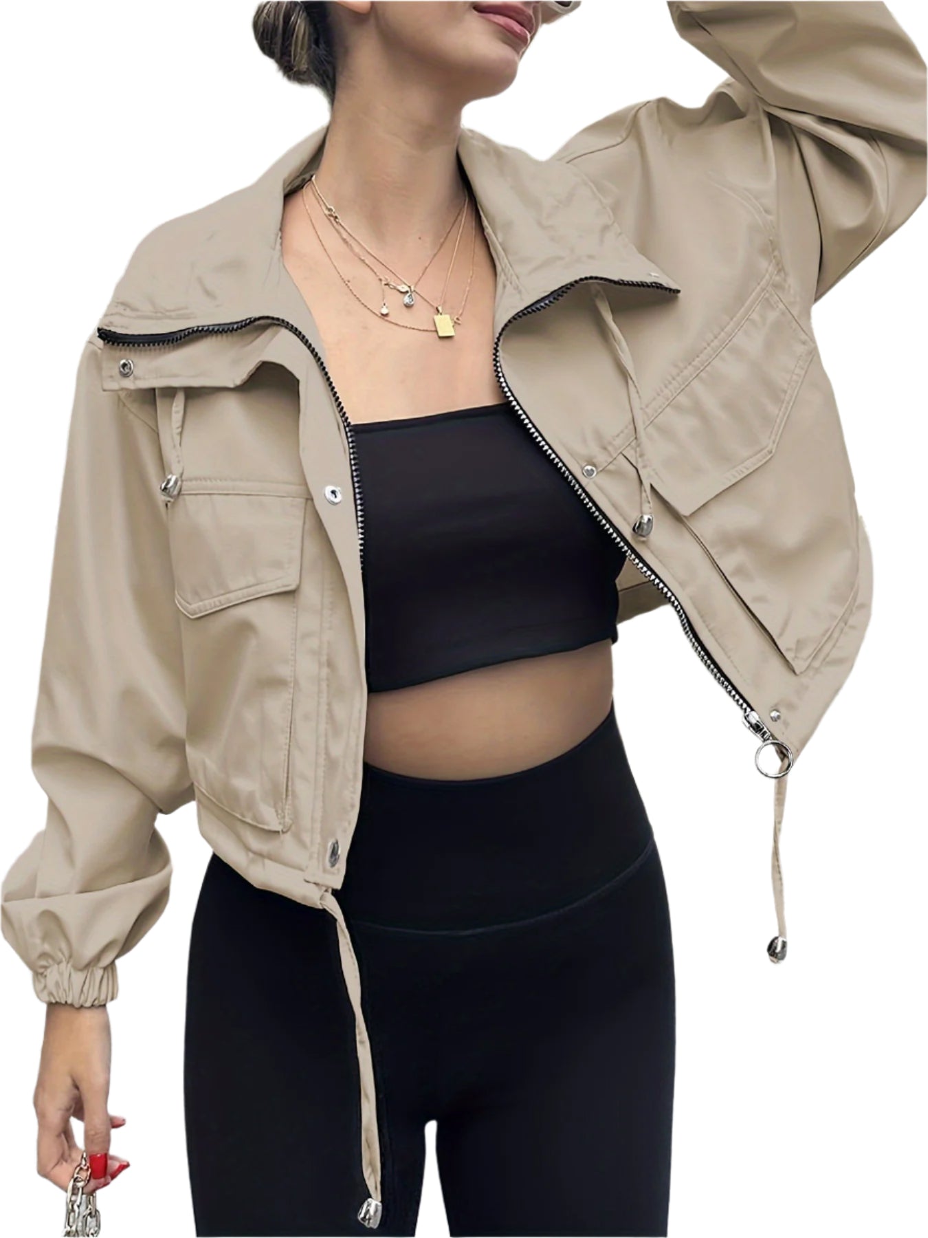 AGAPITA™ Featherweight Zip-Up Cropped Jacket