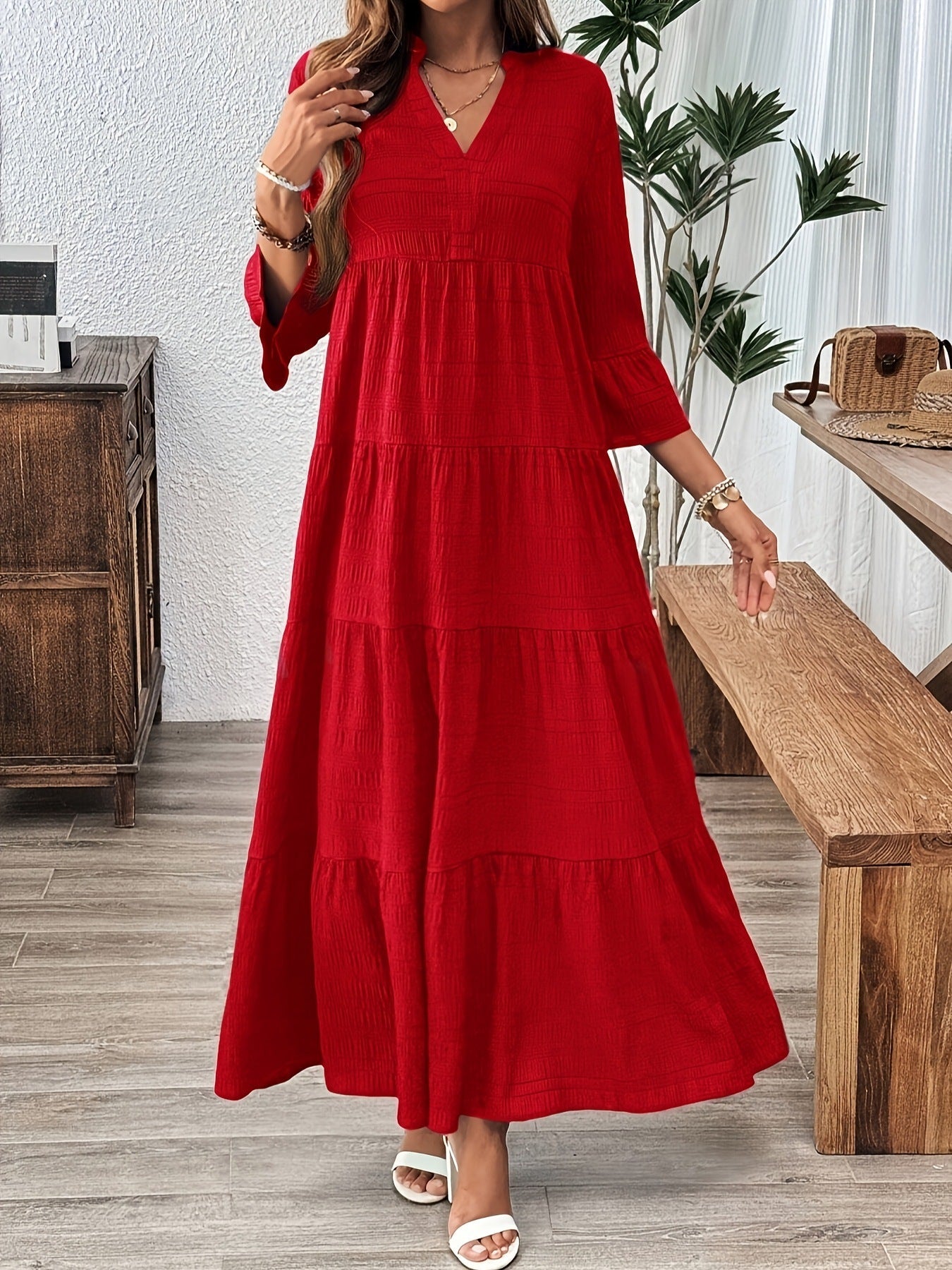 STELLA™ Effortless Casual V-Neck Summer Maxi Dress