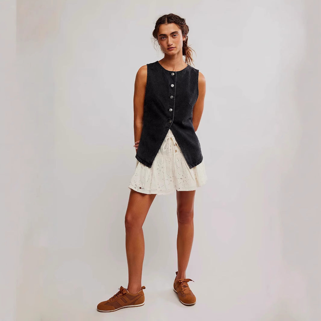 QERIDAD™ Ultra-Soft Button-Down Sleeveless Vest — All-Day Comfort