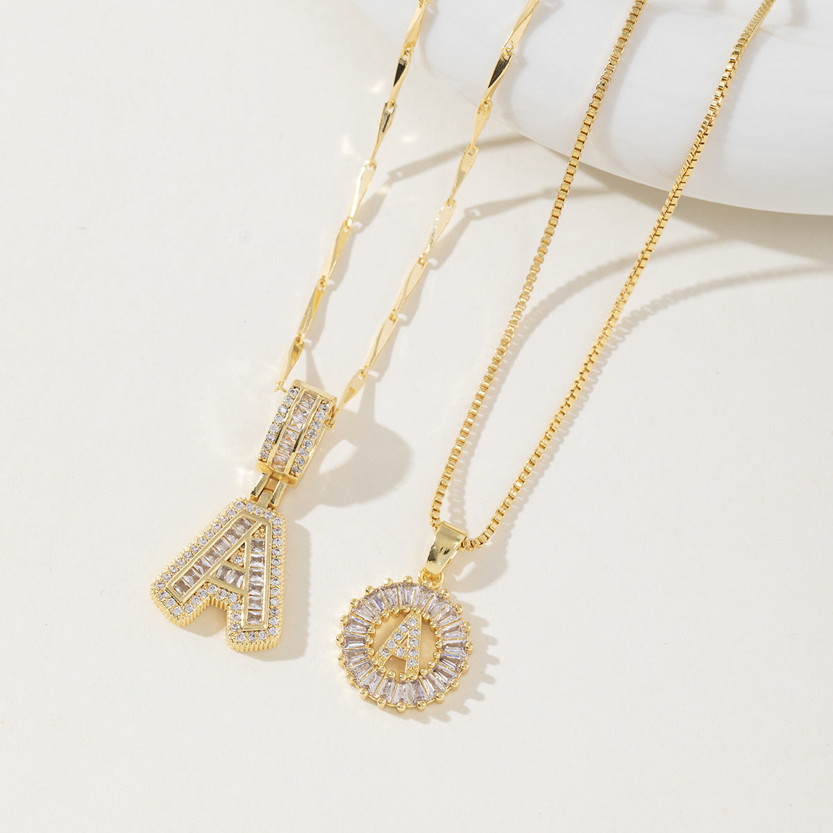 AISHA™ - Exquisite 2-Pack Initial Letter Pendant Necklaces