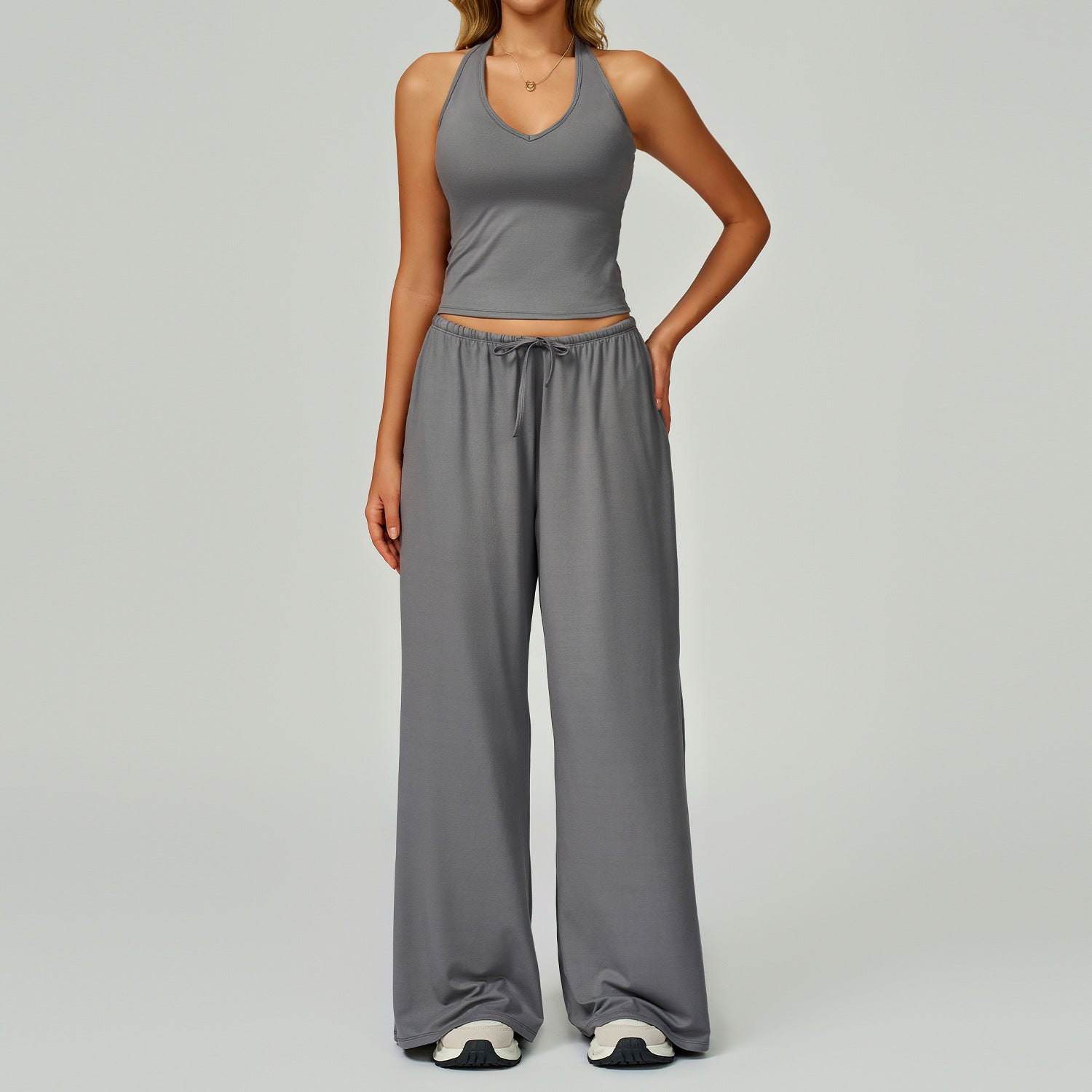 ARAYA™ Effortless Casual Crop Tank Top & Wide-Leg Pants Set