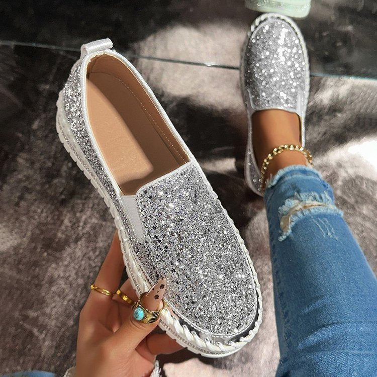 RUBEA™ Glitter Slip-On Loafers – Effortless Everyday Style & All-Day Comfort