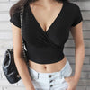 ELAYNE™ Sleek V-Neck Crop Top – Effortless Chic