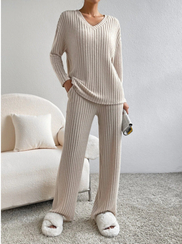 ELMER™ Casual Long-Sleeve V-Neck Top & Pants Set