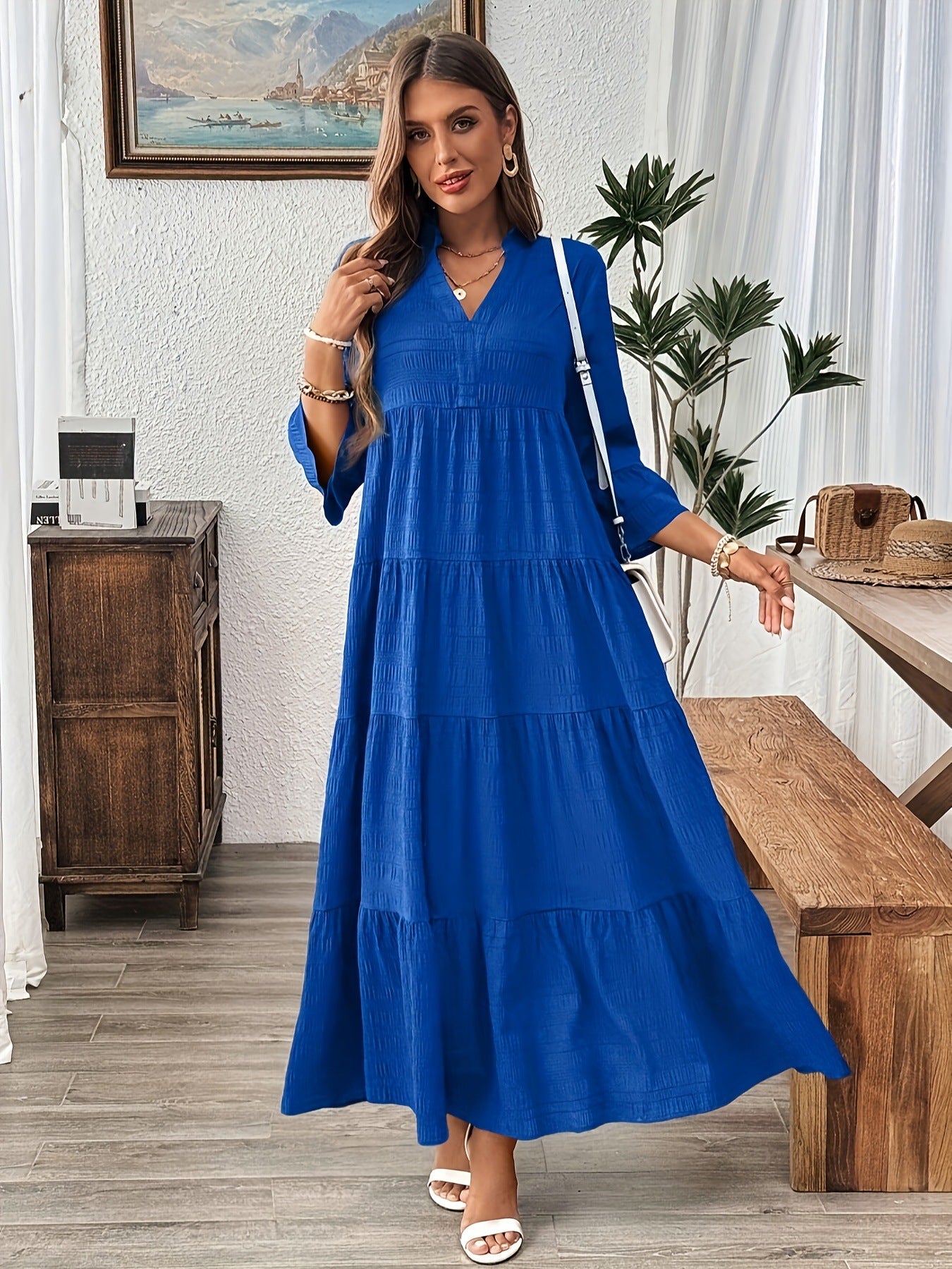 STELLA™ Effortless Casual V-Neck Summer Maxi Dress