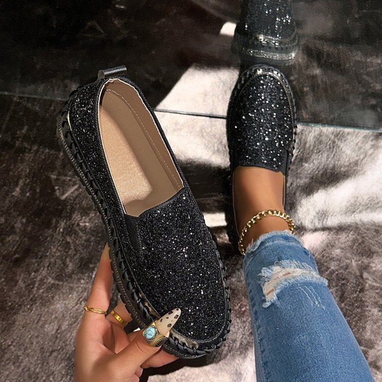 RUBEA™ Glitter Slip-On Loafers – Effortless Everyday Style & All-Day Comfort