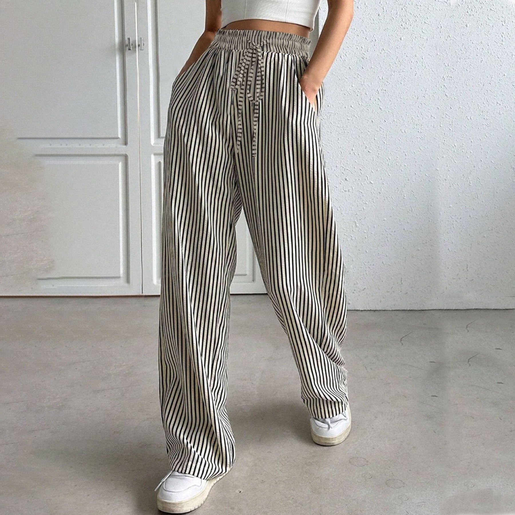 TAITE™ - Effortless Summer Striped Relaxed-Fit Bottoms