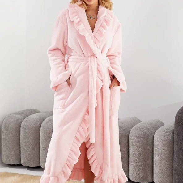 SASUKE™ Elegant Ruffle-Hem Long-Sleeve Robe