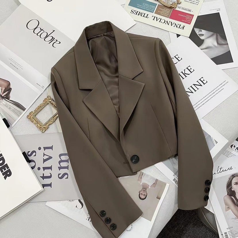 CORALIE™ Sophisticated Cropped Blazer - Sleek Tailoring for Effortless Elegance