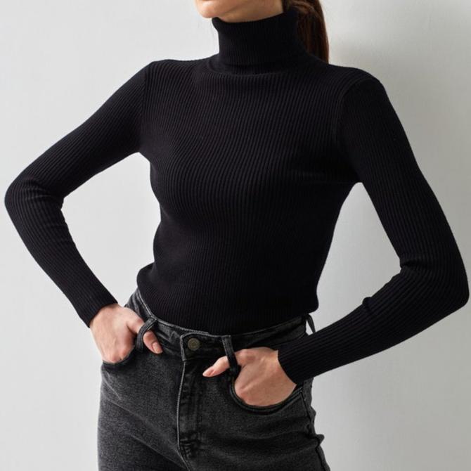 MAEVA™ Ribbed Turtleneck Knit Sweater