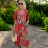 ASHLEY™ Printed V-Neck Midi Dress — Effortlessly Chic