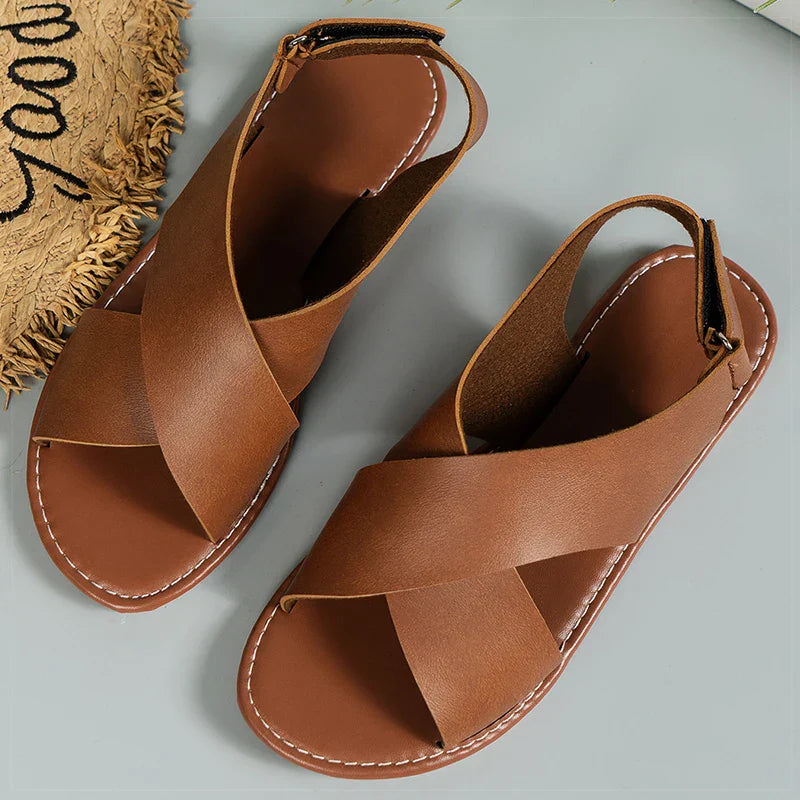 TANYA™ Sleek Criss-Cross Flat Sandals for Effortless Style and All-Day Comfort