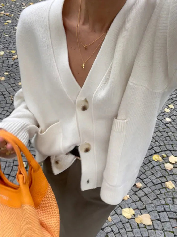 JULIETTE™ V-Neck Knit Cardigan - Soft, Versatile Layering Essential