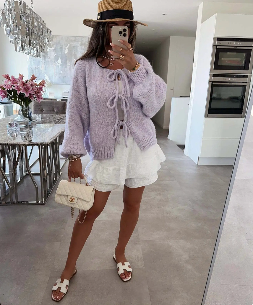 Eva Knitted Bow Cardigan - Cozy Bow Detail for Everyday Style