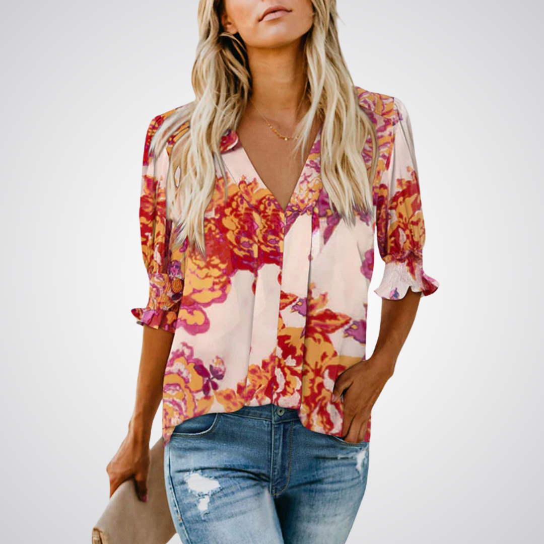 MONICA™ – Effortless Chic V-Neck Blouse