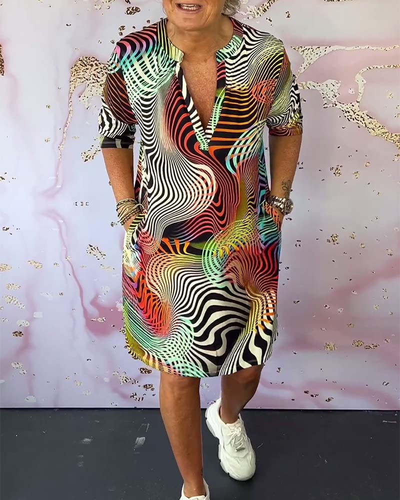 MARI™ Vibrant Color V-Neck Dress