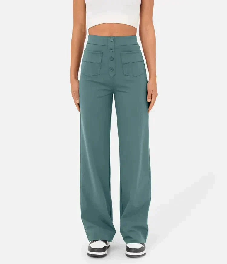 ARIA™ High-Waisted Elastic Trousers – Comfortable Stretch Waist for a Flattering Fit