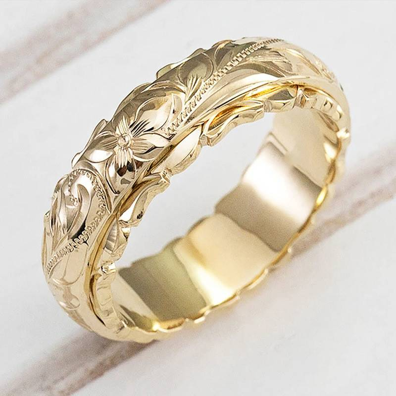PAMELA™ Vintage Gold Flower Ring – Timeless Floral Elegance