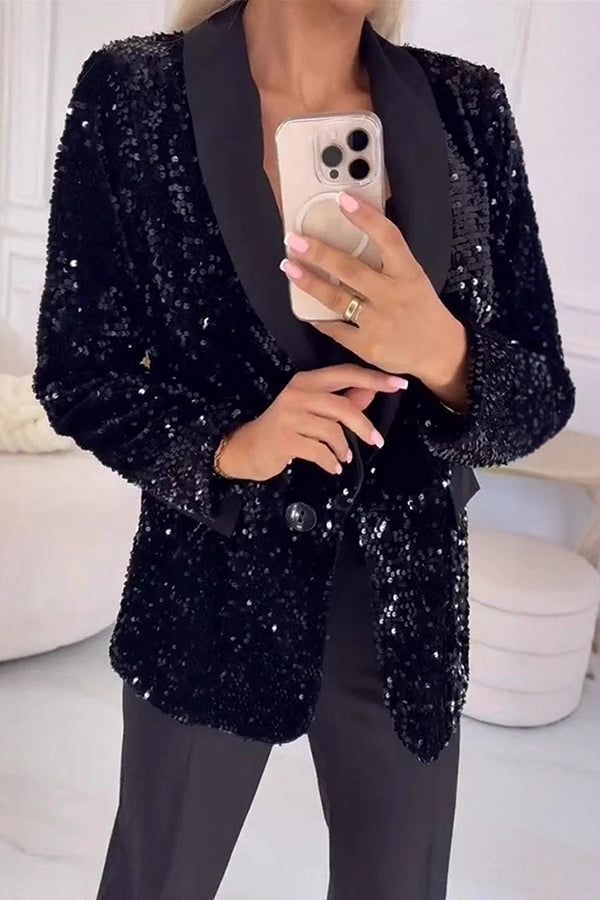 LUXARA™ Shimmer Sequin Blazer