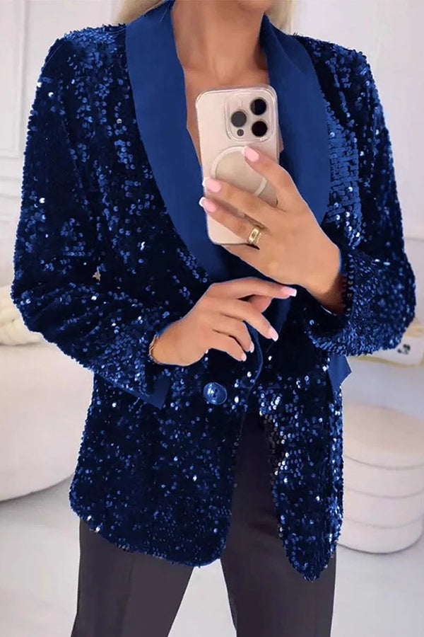 LUXARA™ Shimmer Sequin Blazer