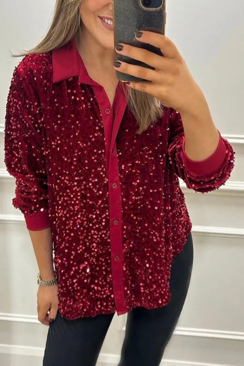CIARA™ Shimmer Sequin Shirt - Glittering Shine for a Glam Night Out
