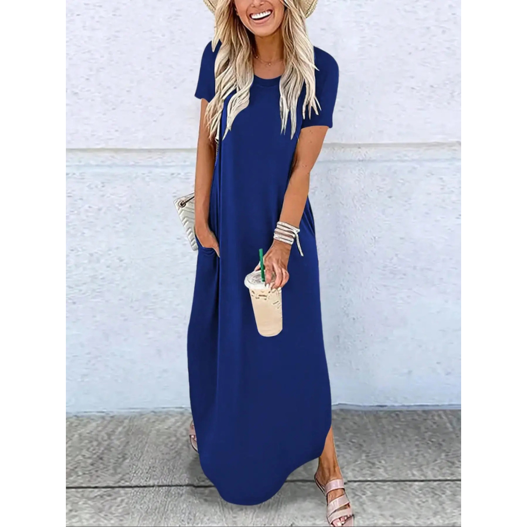 MAGESSA™ Everyday Relaxed-Fit Round-Neck Maxi Dress — Effortless Comfort, Everyday Style